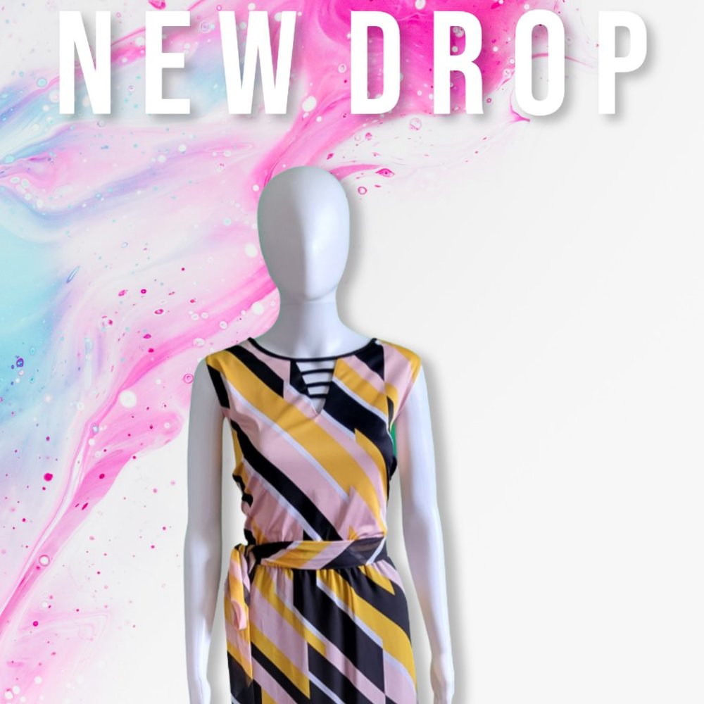 NWT Lane Bryant Dress, Size 20, Geometric Stripes Sleeveless Maxi Lined